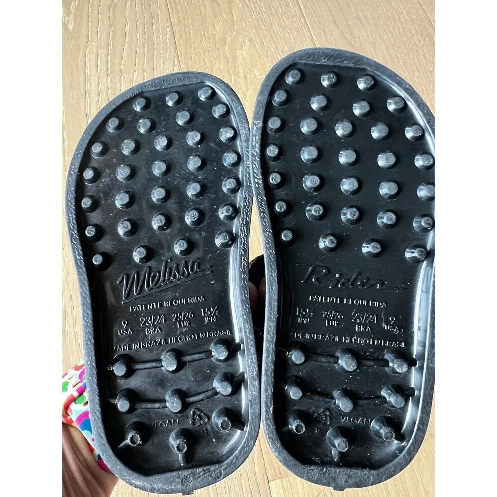 Mini Melissa Rainbow Metallic Black Jelly Gladiator Sandals Toddler Girls sz 9c